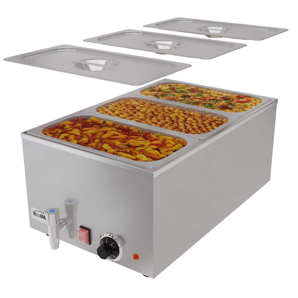 6 Qt. Stainless Steel Countertop Food Warmer with Faucet, Soup Station and Buffet Table with Three Serving Sections price history on PriceWatchPro
