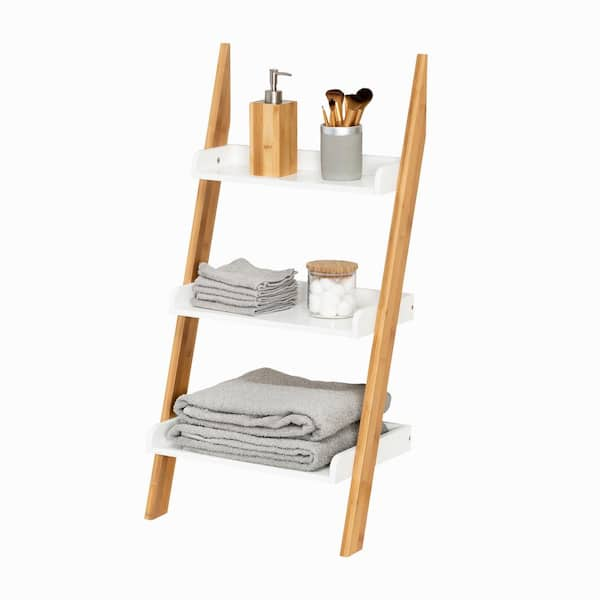 UTEX 3 Tier Ladder Shelf In White & Espresso– spirichhome