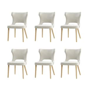 Sofia Grey Mid-century modern Dining Chair with Solid Wood Legs Set of 6