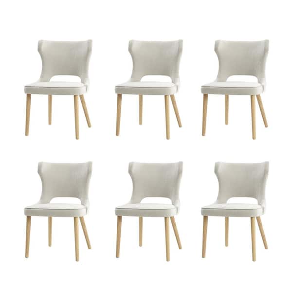 JAYDEN CREATION Sofia Grey Mid-century modern Dining Chair with Solid Wood Legs Set of 6