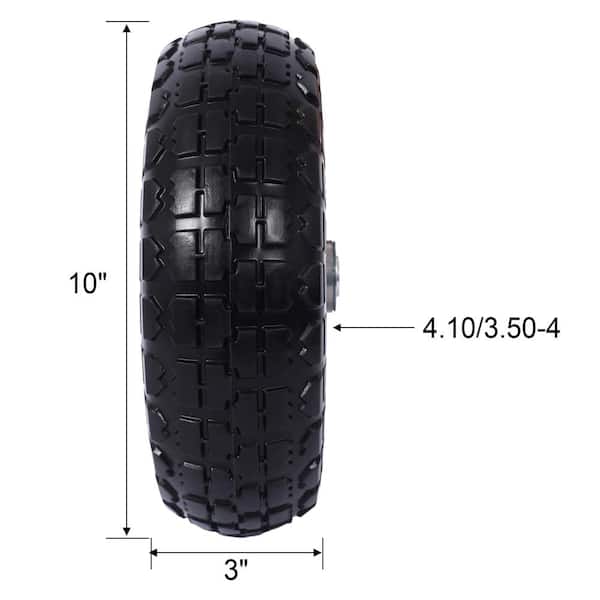 10 in. Diameter Tire in Black with Silver Rim and Heavy-duty Flat Free PU Foam