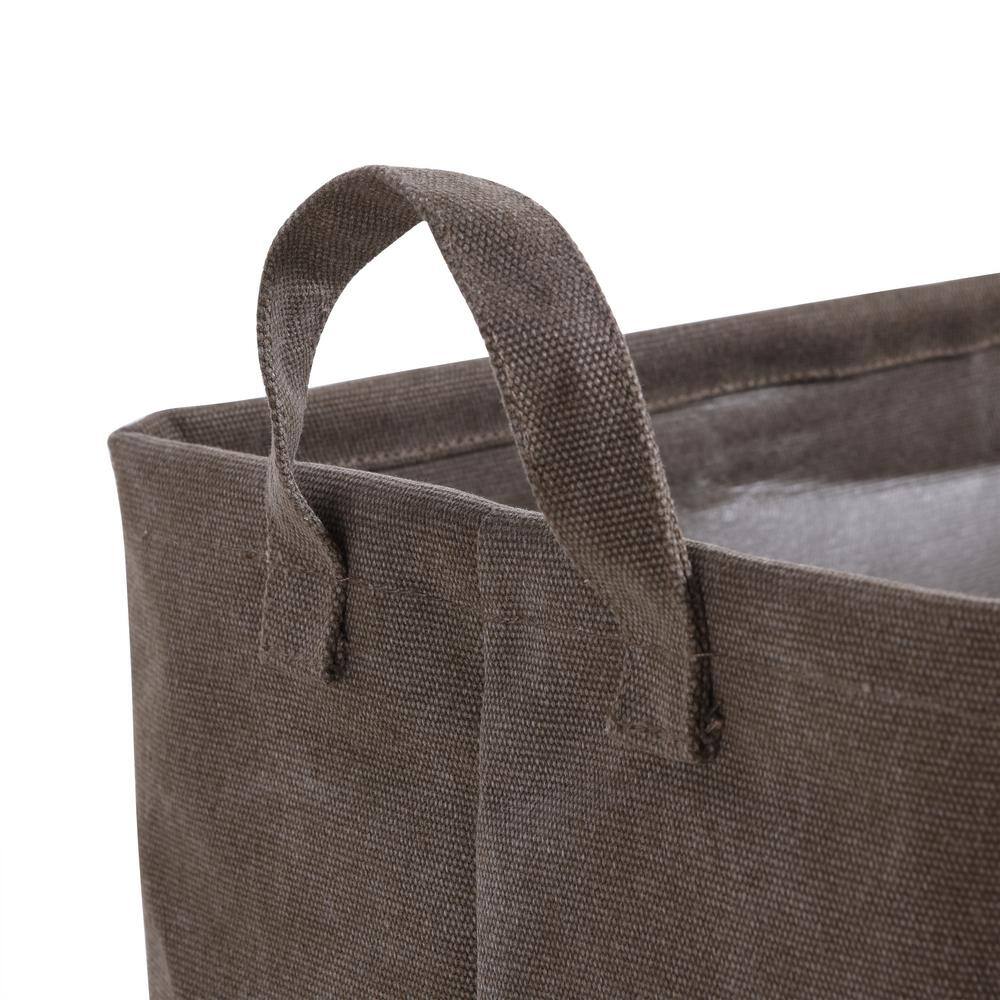 Khaki Green Collapsible Canvas Laundry Basket with Handles