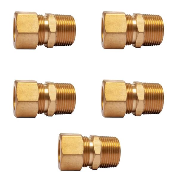 LTWFITTING 3/4 in. O.D. Comp x 3/4 in. MIP Brass Compression Adapter Fitting (5-Pack)
