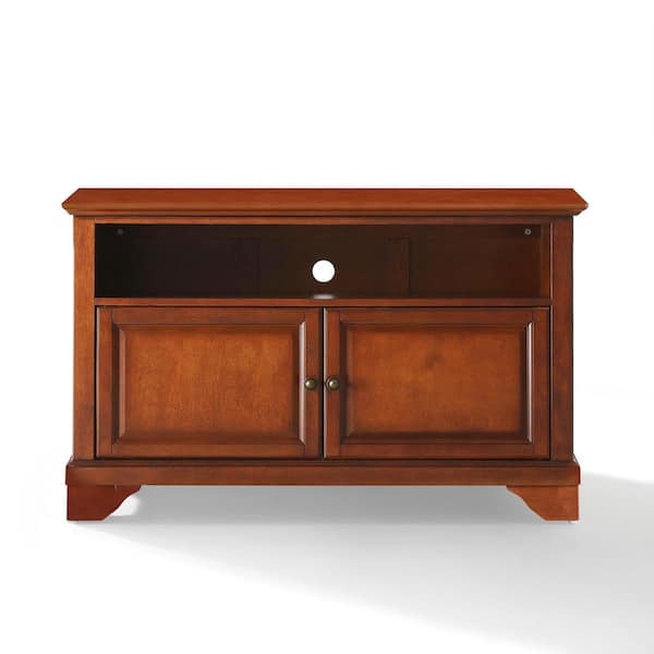 CROSLEY FURNITURE LaFayette 42 in. Cherry Wood TV Stand Fits TVs Up to 44 in. with Storage Doors