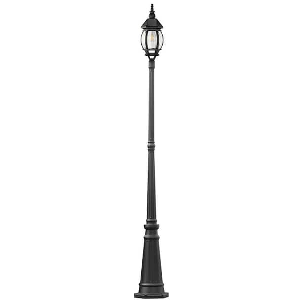 LUTEC 1-Light Black Cast Aluminum Solar Outdoor Rust Resistant Post Light Set with (1) 200 Lumen LED E26 Bulb Included