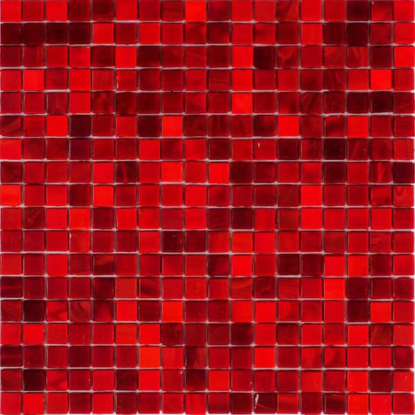 Apollo Tile Skosh 4 in. x 6 in. Glossy Rose Red Glass Mosaic Uniform square Wall and Floor Sample Tile (0.13 sq. ft./Piece) (1-Pack)
