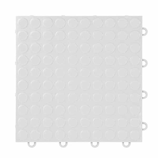 IncStores FlooringInc White Coin 12 in. W x 12 in. L x 3/8 in. T Polypropylene Garage Flooring Tiles (16 Tiles/16 sq.ft.)