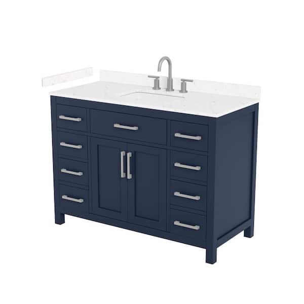Beckett 48 in. Single Freestanding Dark Blue Bath Vanity with Carrara Cultured Marble Top