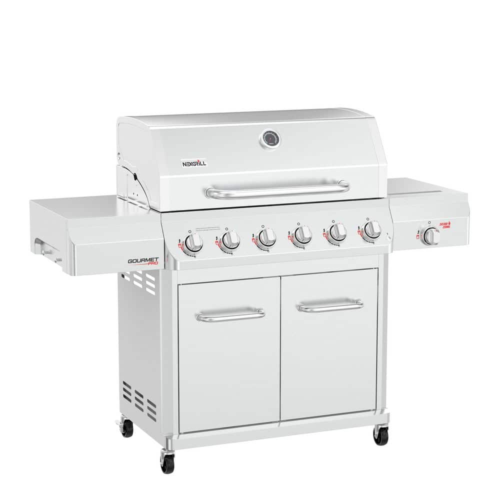 Nexgrill Gourmet Pro 6-Burner Stainless Steel Propane Gas Grill with Searing Side Burner 720-1136 - The Home Depot