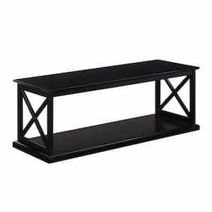 Coventry 47 in. L Black Rectangle Wood Coffee Table with Shelf