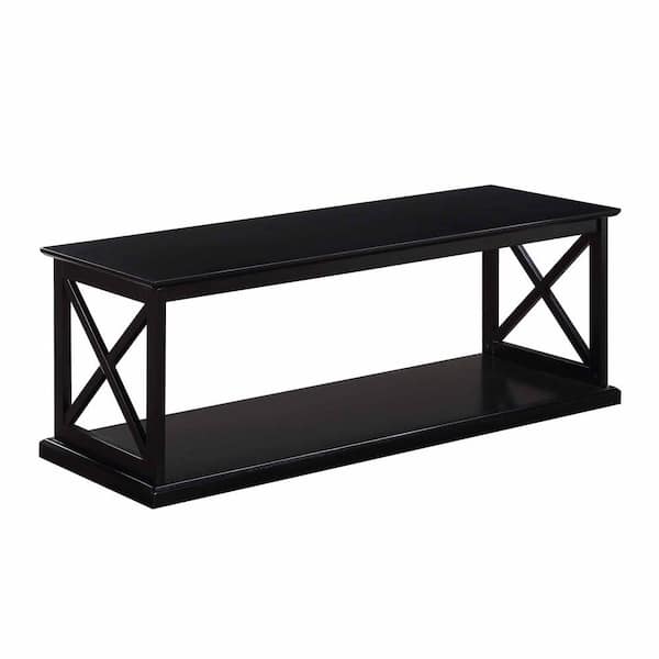 Convenience Concepts Coventry 47 in. L Black Rectangle Wood Coffee Table with Shelf