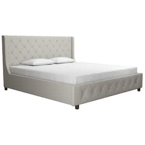 Mercer Light Gray Linen King Upholstered Bed