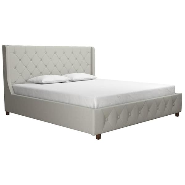 CosmoLiving by Cosmopolitan Mercer Light Gray Linen King Upholstered Bed