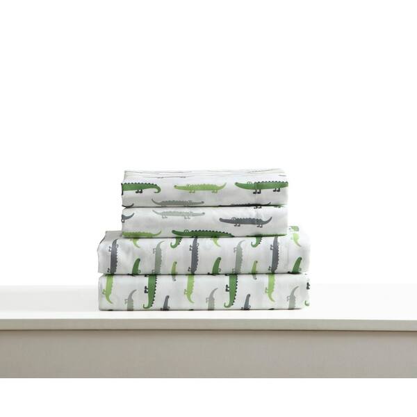 Kute Kids 3-Piece Green Geometric Twin Sheet Set