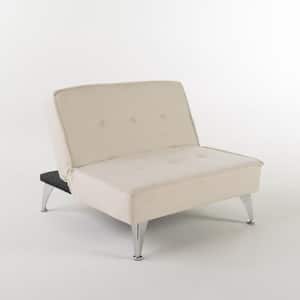 37 in. White Polyester 2-Seater Full Sleeper Armless Sofa Bed