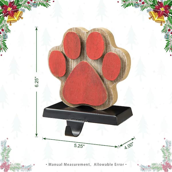 6.30 in. H Wooden/Metal Paw Stocking Holder
