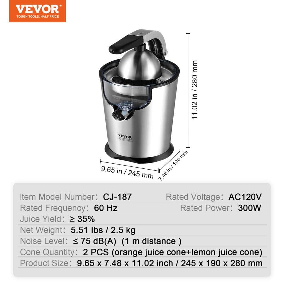 Stainless Steel Electric Citrus Juicer with Soft Grip Handle