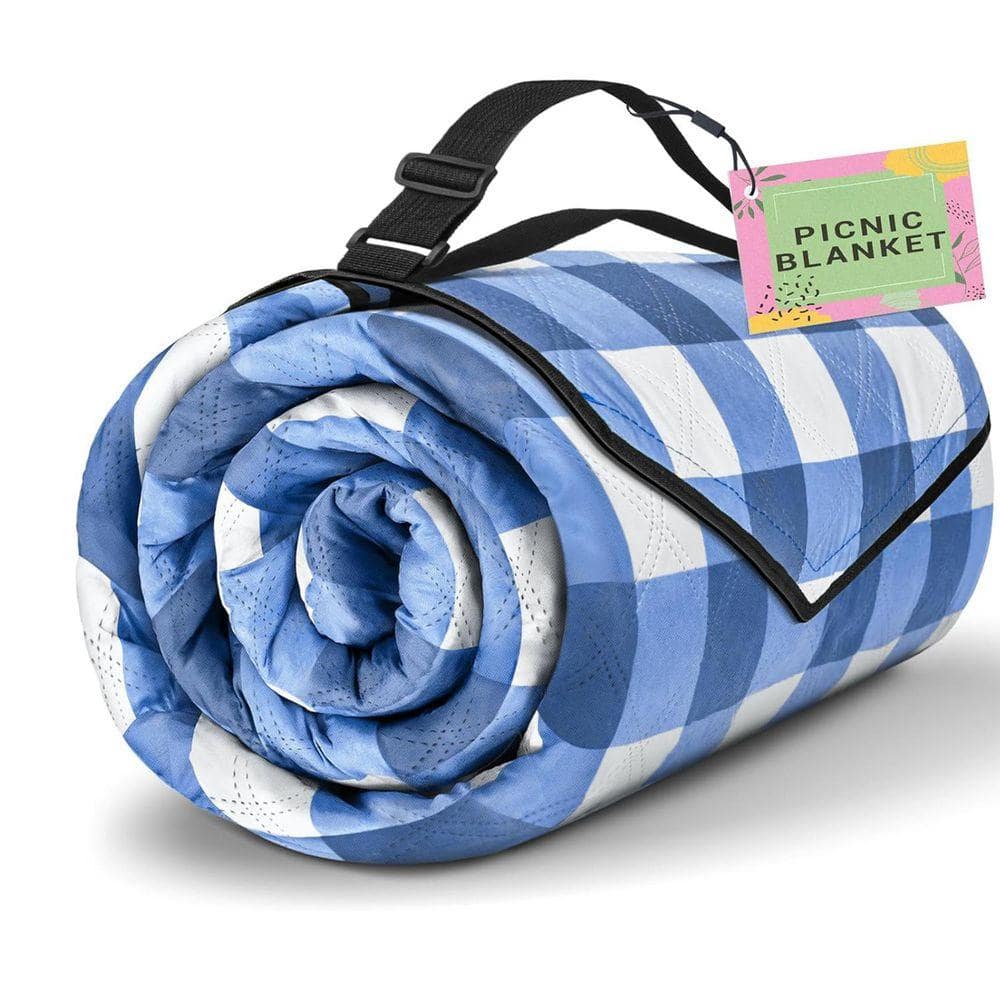 Cesicia 5 ft. x 6.6 ft. Blue Pongee Extra Large Picnic Blanket