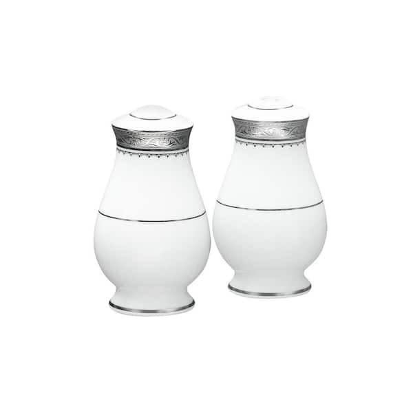 Odessa Platinum 3.5 in. (Platinum) Bone China Salt and Pepper Set