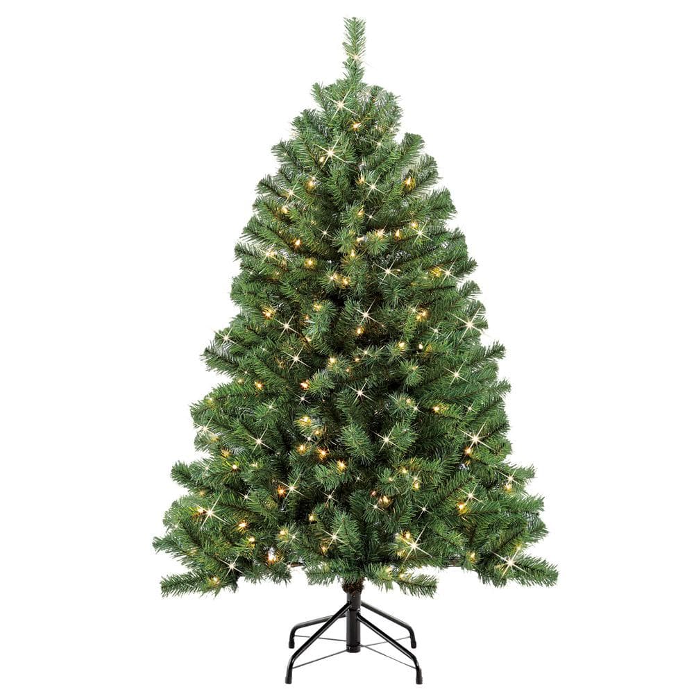 4.5 ft Green Pre-Lit Fir Artificial Christmas Tree