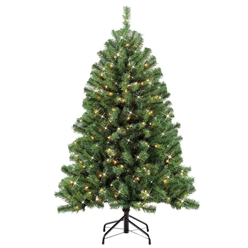 Puleo International 4.5 ft. Pre-Lit Northern Fir Artificial Christmas ...