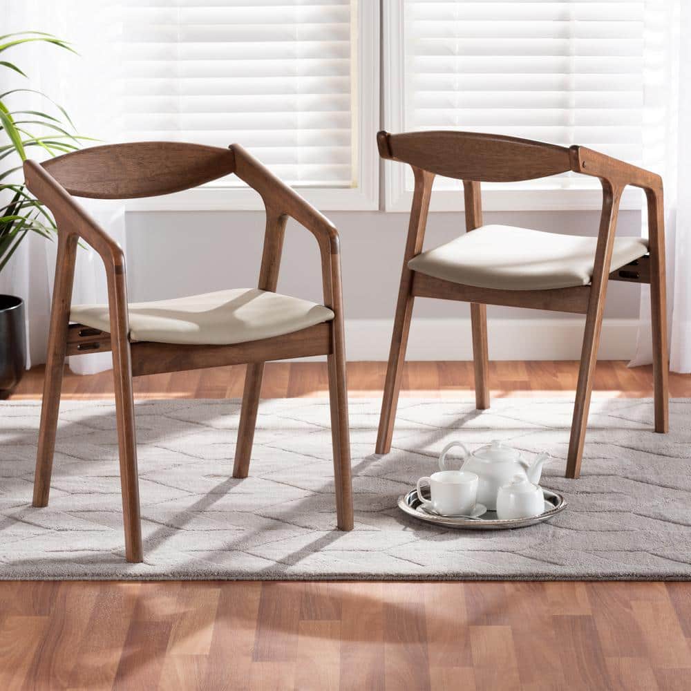 Grey Faux Leather and Cane Wood Arm Chair