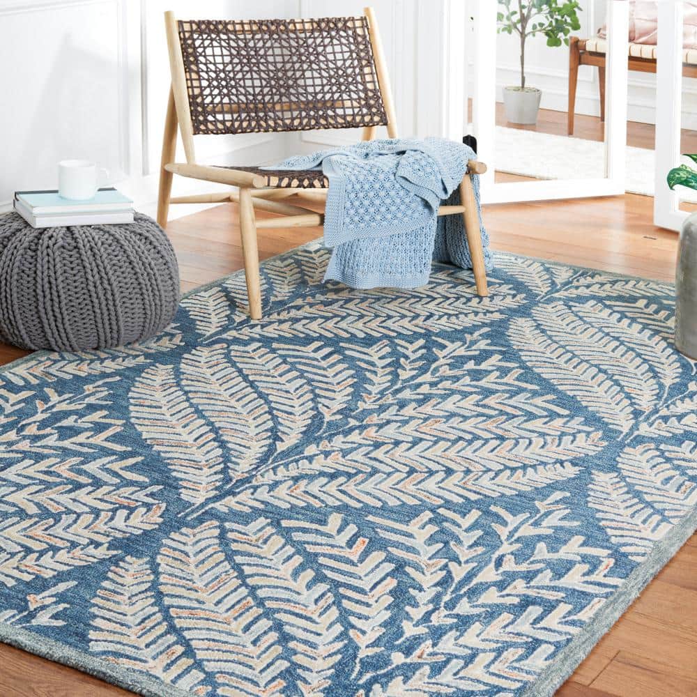 SAFAVIEH Capri 3 ft. x 3 ft. Square Gray/Ivory Geometric Leaf Area Rug ...