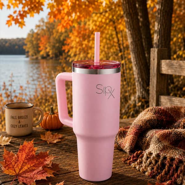 40 oz. - Pink, Stainless Steel Insulated Tumbler with Handle and