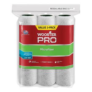 9 in. x 3/8 in. Pro Microfiber High-Density Fabric Roller Cover (3-Pack)