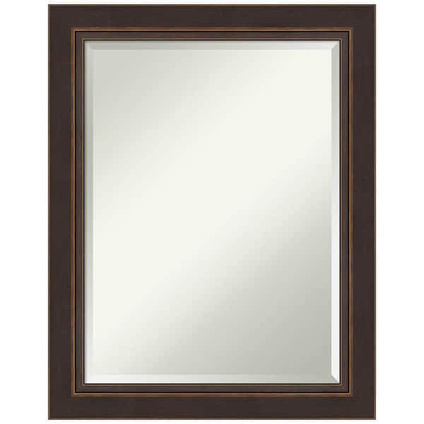 Amanti Art Lara Bronze 22.5 in. W x 28.5 in. H Wood Framed Beveled Bathroom Vanity Mirror in Bronze, Brown