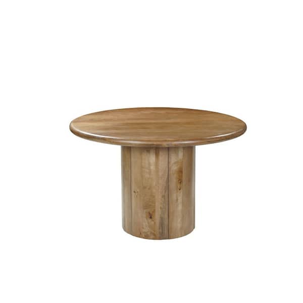 Natural Wood 48.00 in. Pedestal Base Dining Table Seats 4