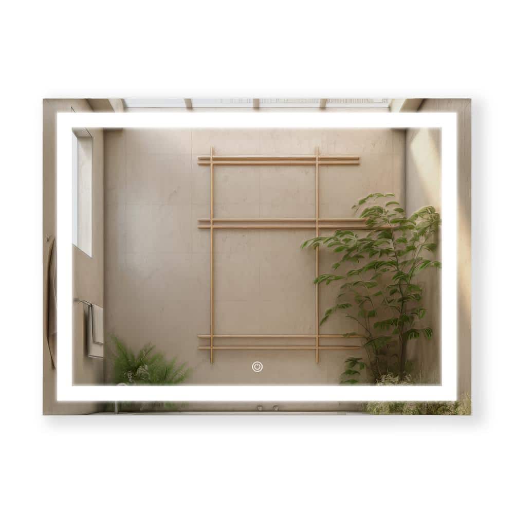 N36ONE 48 in. W x 36 in. H Rectangular Frameless Led Mirror-Dimmable Wall B