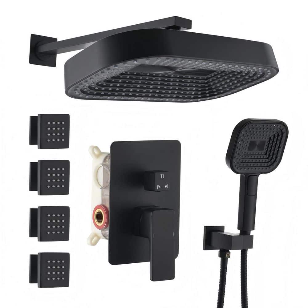 12 in. Rain Shower System with 4 Massage Body Jets, Shower Faucet Set Luxury Shower Head System with 3-in-1 Handheld price history on PriceWatchPro