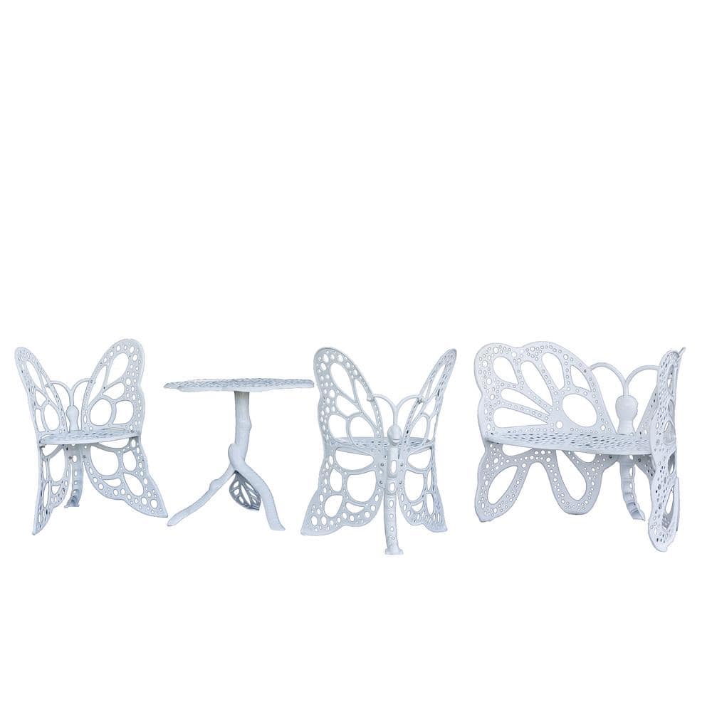 UPC 892514000047 product image for Butterfly White 4-Piece Metal Deluxe Garden Conversation Set | upcitemdb.com