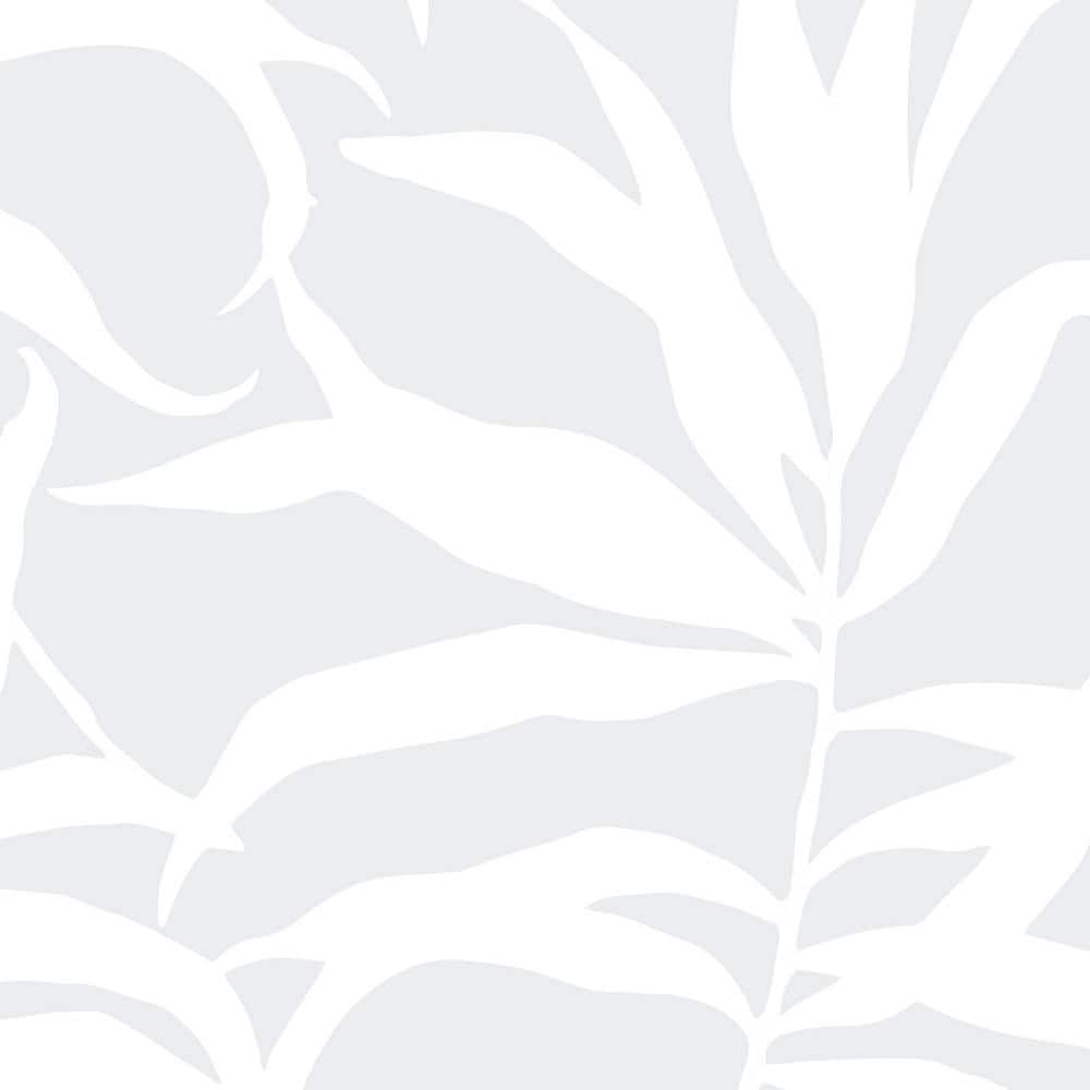 Tropical Palm Leaves Solid Grey Peel and Stick Smooth Vinyl Wallpaper
