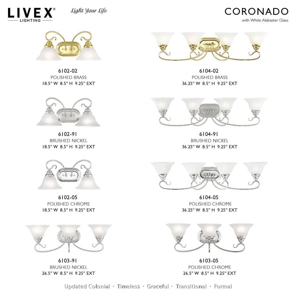 Coronado Brushed Nickel 3-Light Vanity with White Alabaster Glass