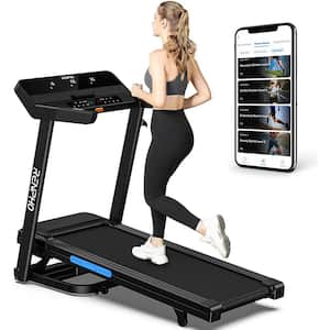 Smart Treadmill with Auto Incline 15 Programs App Controlled Folding Running Machine with Bluetooth Speaker