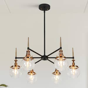 Modern 6-Light Black and Brass Island Chandelier for Living Room with no bulbs included