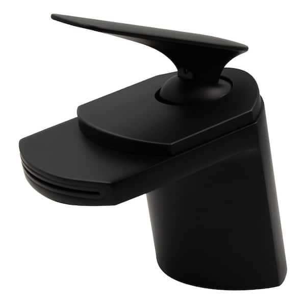 Novatto Wave Single Hole Single-Handle Bathroom Faucet with Waterfall in Matte Black