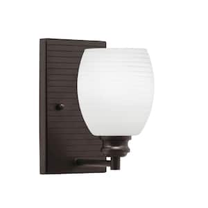 Albany 1-Light Espresso Wall Sconce 5 in. Black Matrix Glass ...