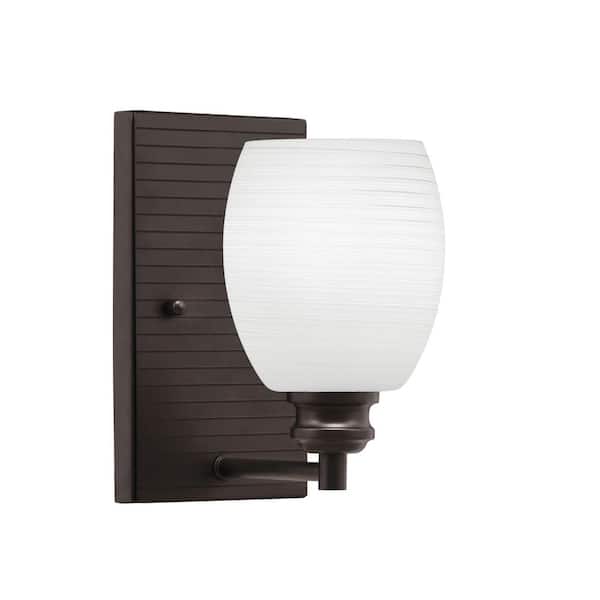 Unbranded Albany 1-Light Espresso Wall Sconce 5 in. White Linen Glass