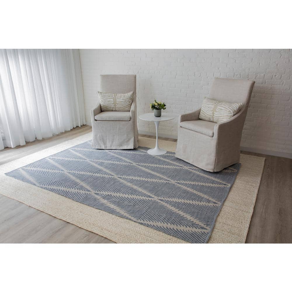 Denim and White Diamond Pattern Rectangular Area Rug