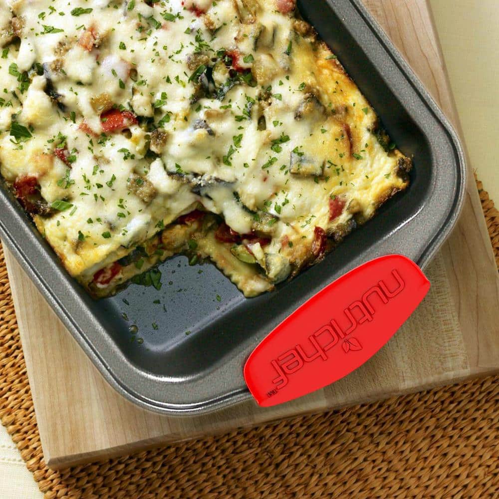 NutriChef 6-Piece Nonstick Carbon Steel Bakeware Set with Red Silicone Handles