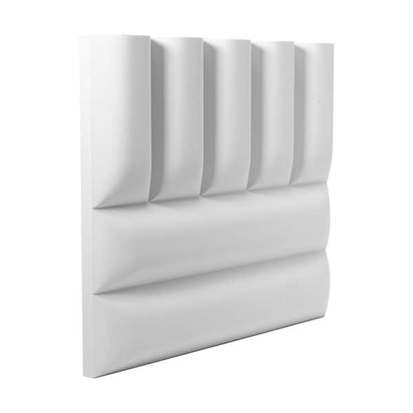 7/8 in. D x 9-7/8 in. W x 4 in. L Primed White Polyurethane Quilt 3D Wall Panel Moulding Sample