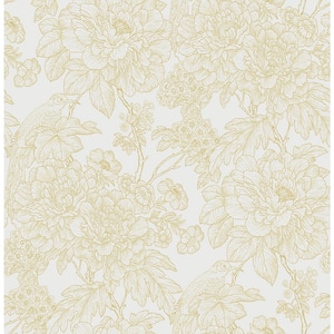 Birds of Paraside Breeze Mustard Floral Strippable Wallpaper (Covers 56.4 sq. ft.)