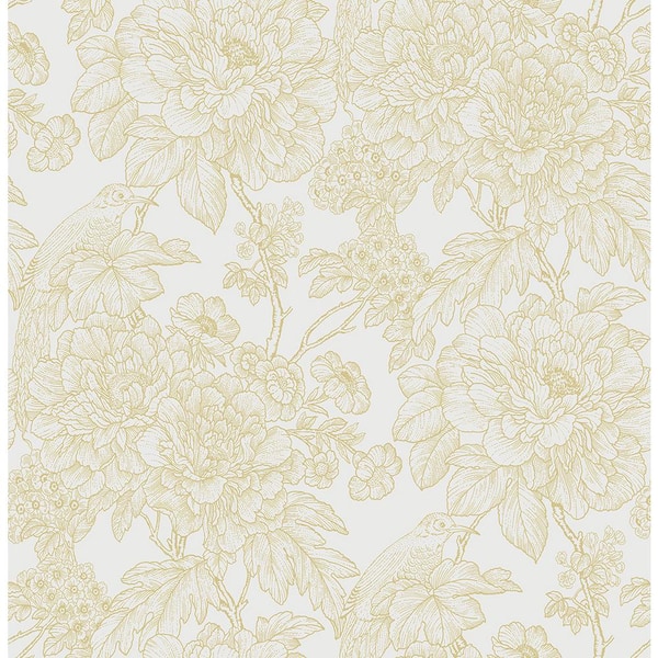 A-Street Prints Birds of Paraside Breeze Mustard Floral Strippable Wallpaper (Covers 56.4 sq. ft.)
