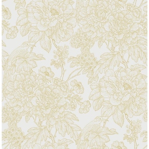 Birds of Paraside Breeze Mustard Floral Mustard Wallpaper Sample