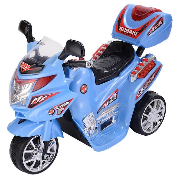 HONEY JOY 7 in. 6-Volt Battery Powered Motorcycle Electric Kids Ride On 3 Wheels Bicycle Blue