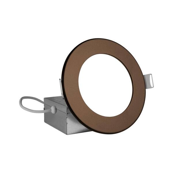 NICOR REL 4 in. Round 3000K Remodel IC-Rated Recessed Integrated LED Edge Lit Downlight Kit, Oil-Rubbed Bronze