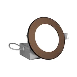 REL 4 in. Round 4000K Remodel IC-Rated Recessed Integrated LED Edge Lit Downlight Kit, Oil-Rubbed Bronze